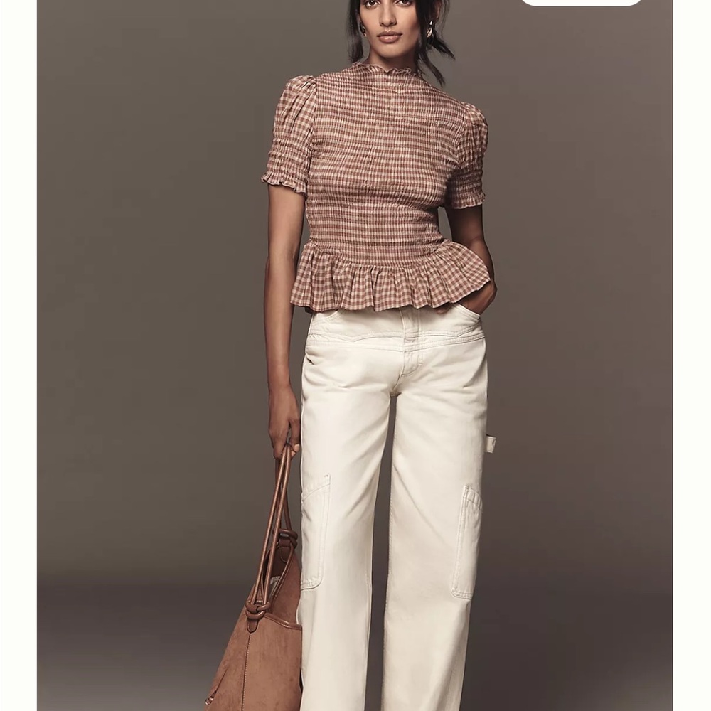 🦃Reformation Brown Checkered Top nwt
